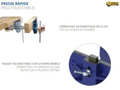 ETABLIS FRANCOIS - EMR Etablis Menuisier Avec Presse Avant à Serrage Rapide PR52 -Outils Maison Magasin ETABLIS FRANCOIS EMR Etablis menuisier avec presse avant 4