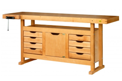 OUTIFRANCE - 0013116 Etabli Bois Menuisier à Caisson 1750x500 Mm - 1 Porte / 8 Tiroirs