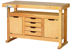 OUTIFRANCE - 0013112 Etabli Bois à Caisson 1200mm - 2 Portes / 4 Tiroirs