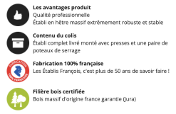 ETABLIS FRANCOIS - MERS Établis Menuisier Ébéniste Presse Avant à Serrage Rapide PR52 (1500, 2000, 2200, 2400 Mm) -Outils Maison Magasin Etablis Francois MERS etablis ebeniste Avec presse rapid