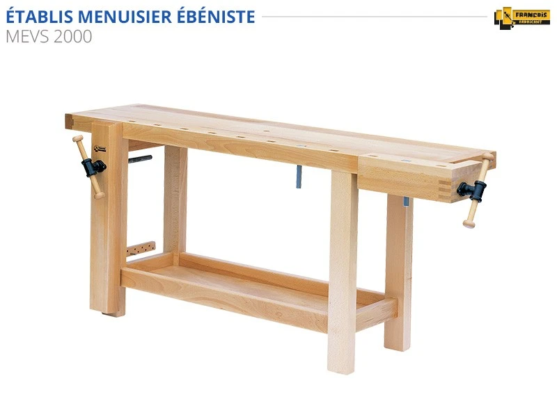 ETABLIS FRANCOIS - MEVS Établi Menuisier Ébéniste Avec Presse Avant Verticale VE24 (1500, 2000, 2200, 2500 Mm) 3 ETABLIS FRANCOIS - MEVS Établi Menuisier Ébéniste Avec Presse Avant Verticale VE24 (1500, 2000, 2200, 2500 Mm)