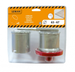 LEMAN - Lot De 2 Trépans ø 63 Et 67 Mm Avec Embase Et Foret Pilote -Outils Maison Magasin LEMAN Lot de trepans dia 63 et 67 avec embase et foret p 1