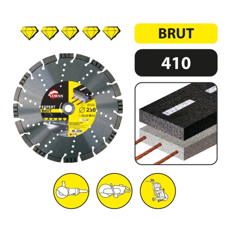 LEMAN - 410 - Disque Diamant Segments Turbo Alterné Multimatériaux 3 LEMAN - 410 - Disque Diamant Segments Turbo Alterné Multimatériaux