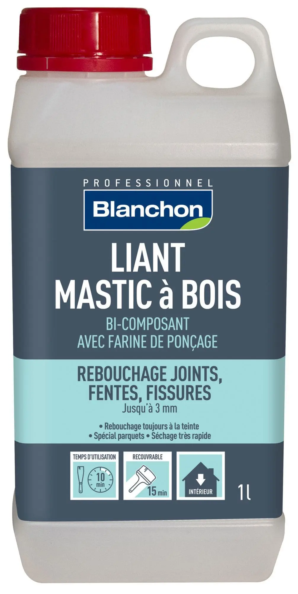 BLANCHON - Liant Mastic à Bois - Reboucheur à Teinter à La Poussière De Bois - 1L, 5L Ou 10L 3 BLANCHON - Liant Mastic à Bois - Reboucheur à Teinter à La Poussière De Bois - 1L, 5L Ou 10L