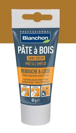 BLANCHON - Pâte à Bois - Rebouchage & Lissage - 80g - 250g - 500g - Différentes Teintes 22 BLANCHON - Pâte à Bois - Rebouchage & Lissage - 80g - 250g - 500g - Différentes Teintes -Outils Maison Magasin Pate a bois Blanchon teinte chene dore