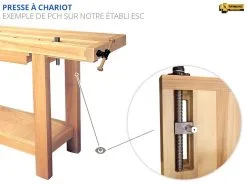 ETABLIS FRANCOIS ÉTABLIS FRANÇOIS - ESCH Etablis Sculpteur / Luthier Avec Presse Avant Horizontale PH28 -Outils Maison Magasin Presse a chariot etablis bois exemple PCH 1
