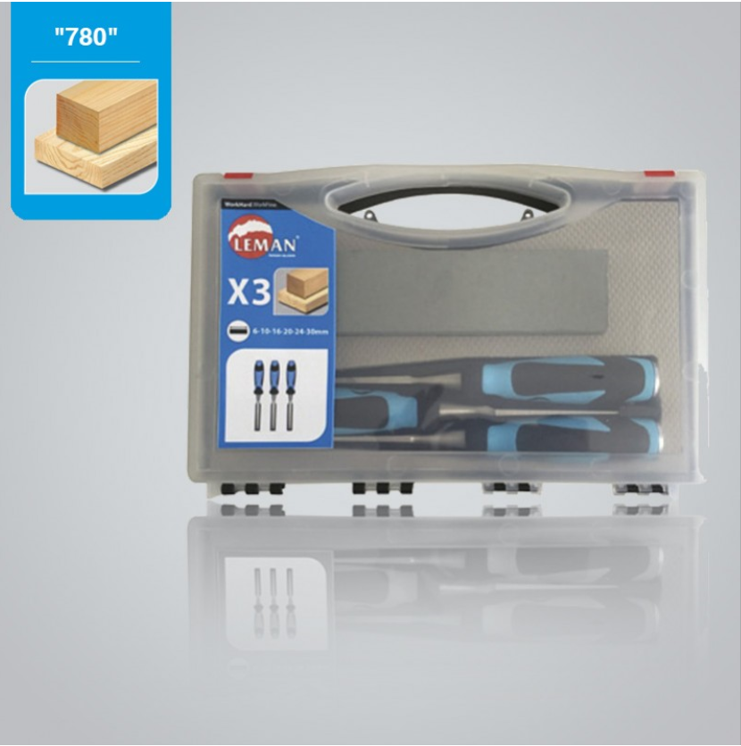LEMAN - Coffret De 3 Ciseaux à Bois / Manche Bi-matière L.12/26/40mm + Pierre 3 LEMAN - Coffret De 3 Ciseaux à Bois / Manche Bi-matière L.12/26/40mm + Pierre