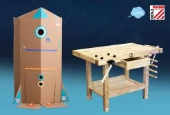 HOLZMANN - WB106MINI Établi De Menuisier En Bois Pour Enfants -Outils Maison Magasin mini etabli pour enfants avec autocollants pour construc