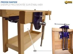 ETABLIS FRANCOIS - ESC Etablis Sculpteur / Luthier Avec Presse Avant à Serrage Rapide PR52 (presse Avec Système De Débrayage Rapide Et Automatique) -Outils Maison Magasin presse rapide etablis PR52 2